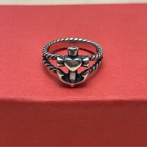 Retired James Avery Faith, Hope and Love Twisted Rope Ring Size 6